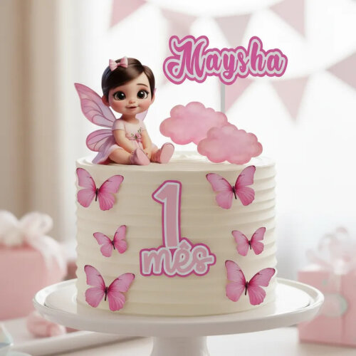 Topo de Bolo Fadinha Menina Baby Arquivo Digital