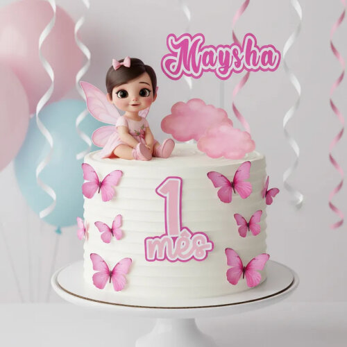 Topo de Bolo Fadinha Menina Baby Arquivo Digital