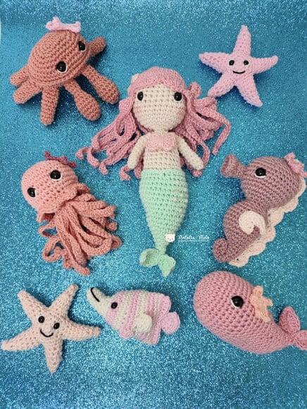 Kit Fundo do Mar Sereia Amigurumi