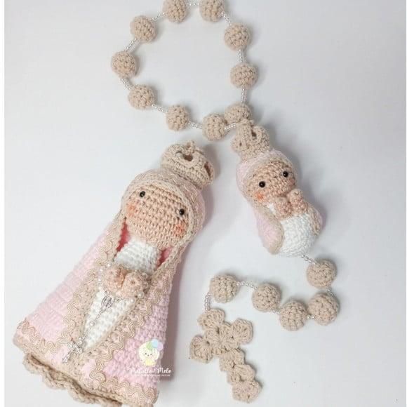 Kit Nossa Senhora Aparecida e Terço em amigurumi