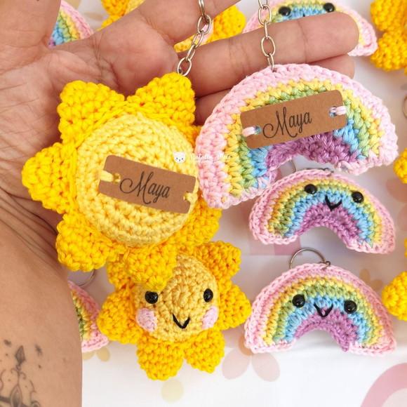 Lembrancinhas Chaveiros Sol e Arco Íris Amigurumi