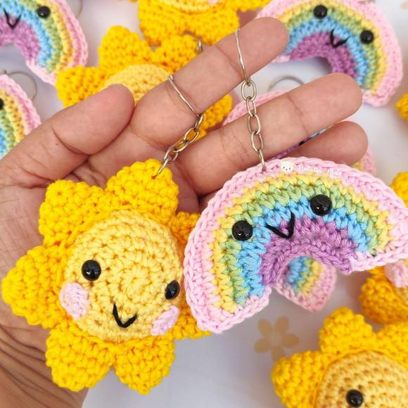 Lembrancinhas Chaveiros Sol e Arco Íris Amigurumi