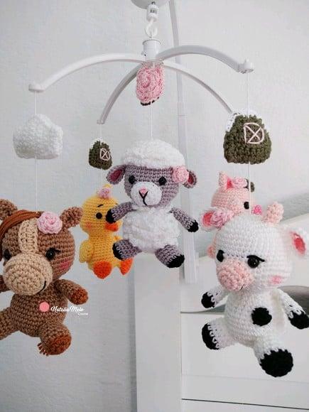 Móbile Amigurumi Fazenda Com Musical