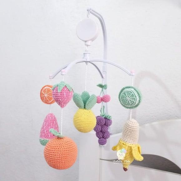 Móbile Amigurumi Frutas Musical