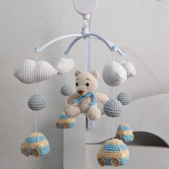 Móbile Musical Amigurumi Carrinhos
