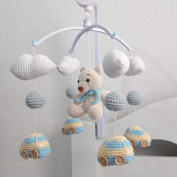 Móbile Musical Amigurumi Carrinhos
