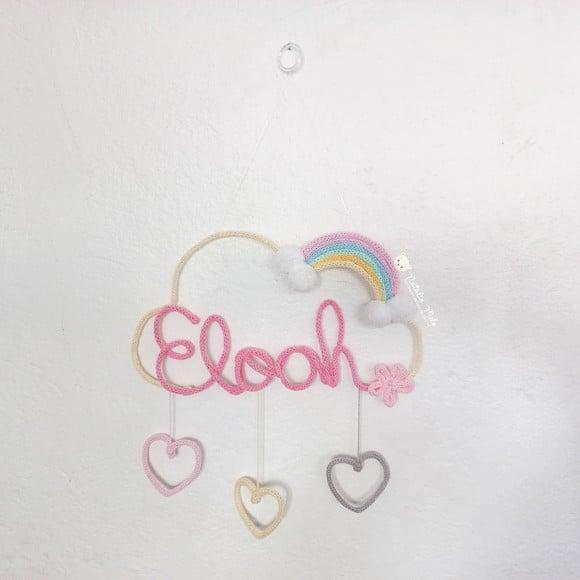Nome em Tricotin + Nuvem Chuva de Amor