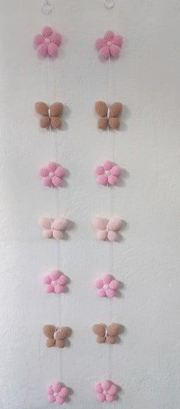 Pingente de Cortina Flores e Borboletas o Par
