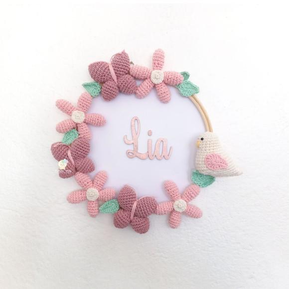 Porta Maternidade Arco com Flores em mdf