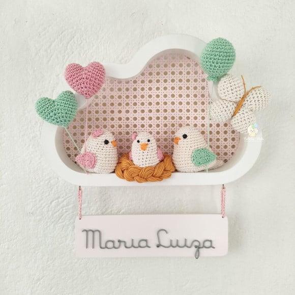 Porta Maternidade Nuvem com Passarinhos Amigurumi