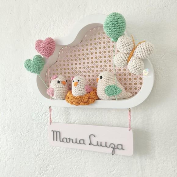 Porta Maternidade Nuvem com Passarinhos Amigurumi
