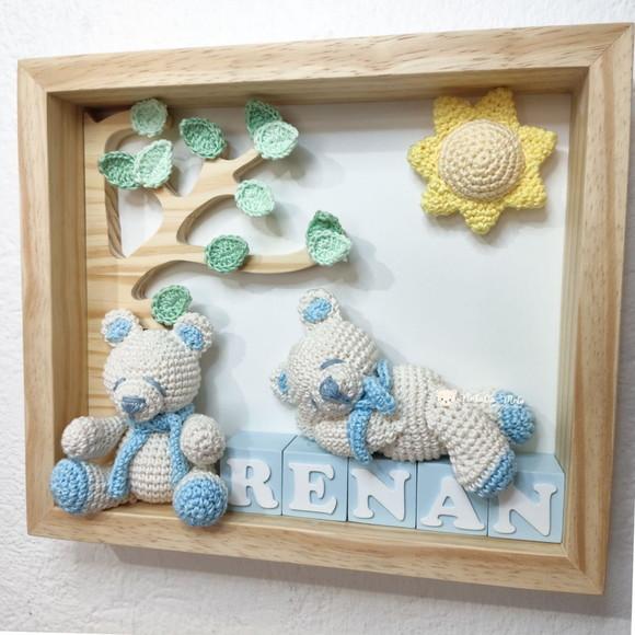 Porta Maternidade Ursinhos Amigurumi