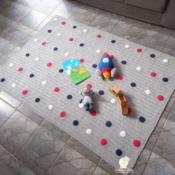 Tapete em Crochê Infantil Retangular 1,60m x 1,20 Metro