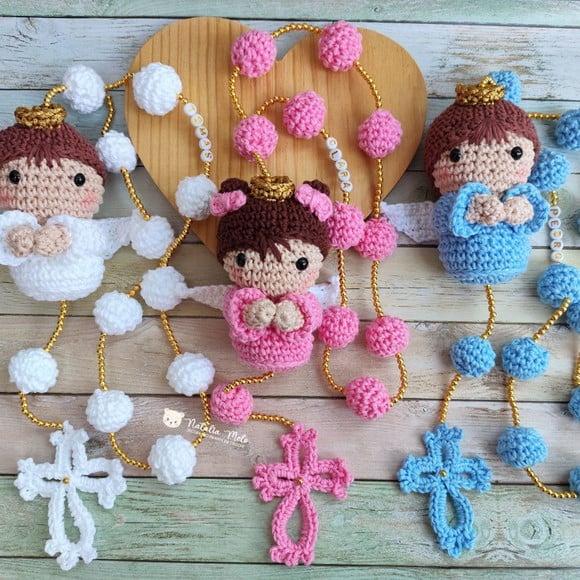 Terço Amigurumi Anjo da Guarda Personalizado