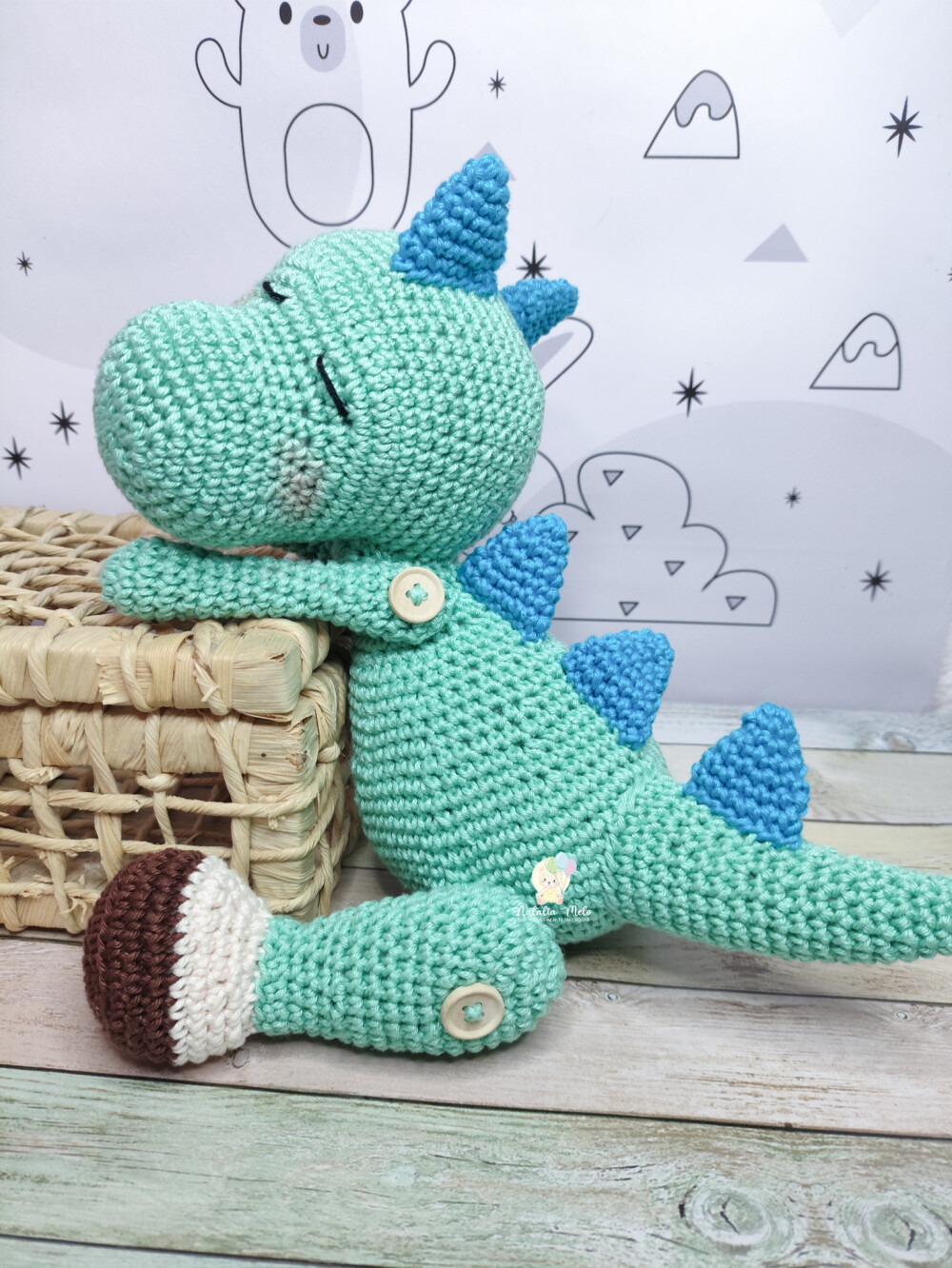 Dino Dorminhoco Amigurumi