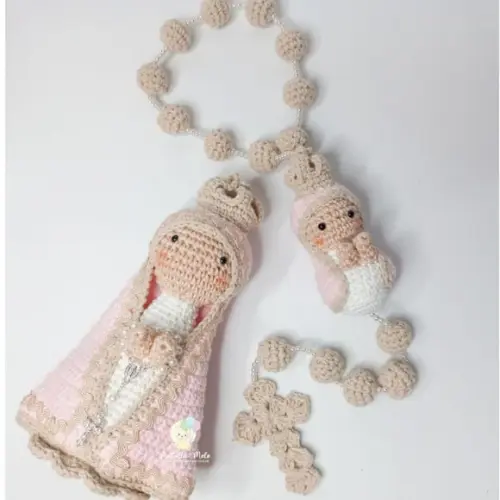 Kit Nossa Senhora Aparecida e Terço em amigurumi