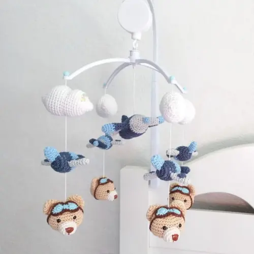 Móbile Amigurumi Aviador com Musical