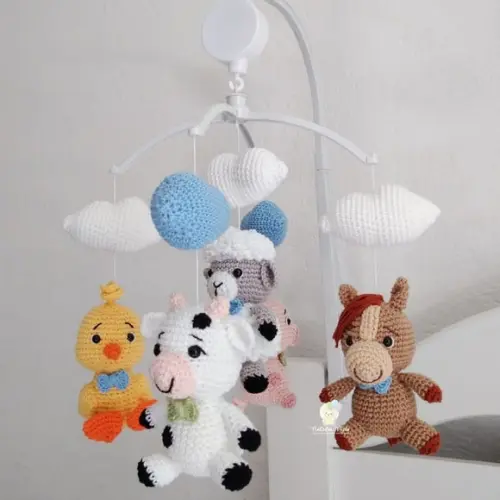 Móbile Amigurumi Fazenda Com Musical