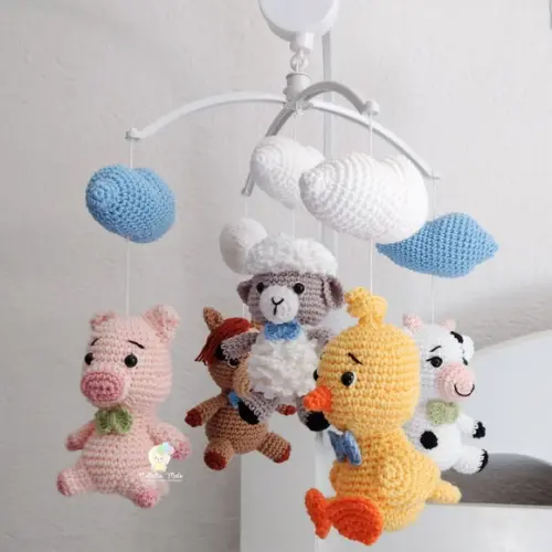 Móbile Amigurumi Fazenda Com Musical