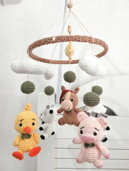 Móbile Circular Fazendinha Amigurumi