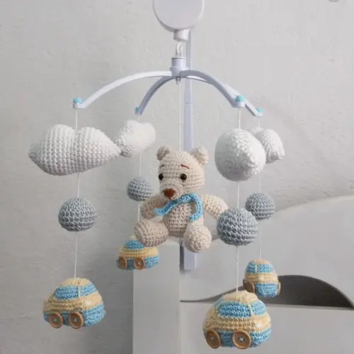 Móbile Musical Amigurumi Carrinhos