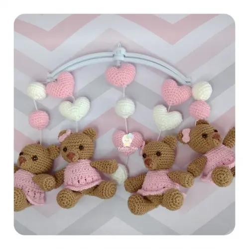 Móbile Ursinhas Amigurumi com Musical