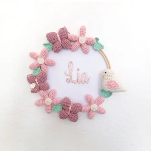 Porta Maternidade Arco com Flores em mdf