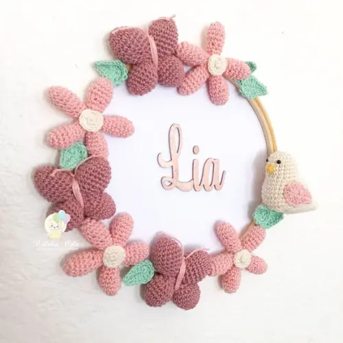 Porta Maternidade Arco com Flores em mdf