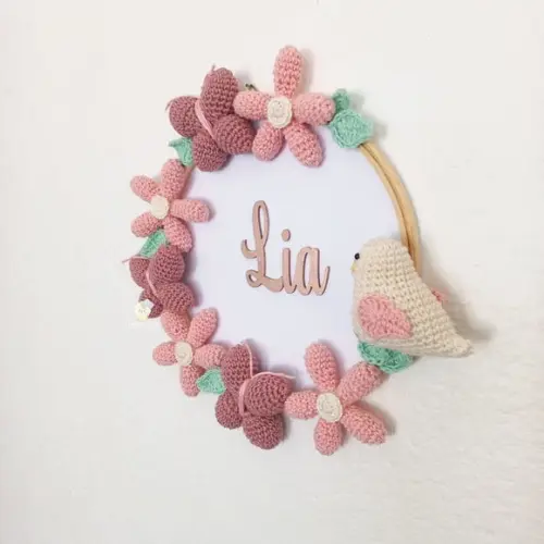 Porta Maternidade Arco com Flores em mdf
