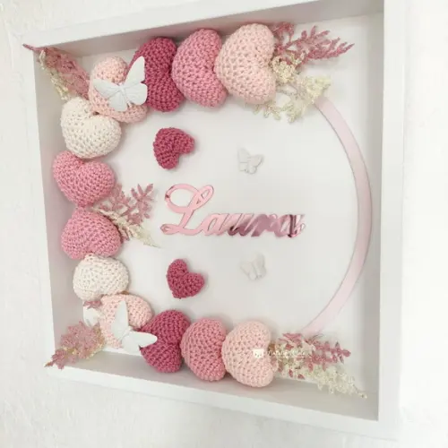 Porta Maternidade Corações Amigurumi Led