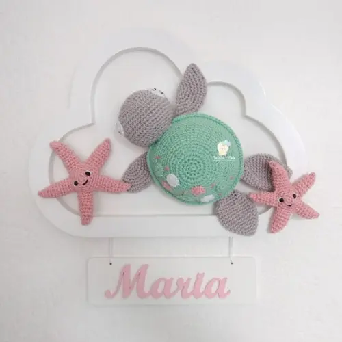 Porta Maternidade Nuvem Fundo do Mar com Nome