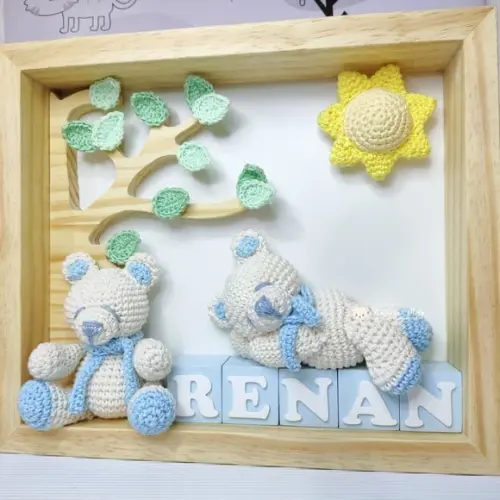 Porta Maternidade Ursinhos Amigurumi