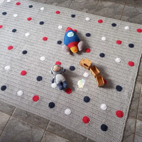 Tapete em Crochê Infantil Retangular 1,60m x 1,20 Metro