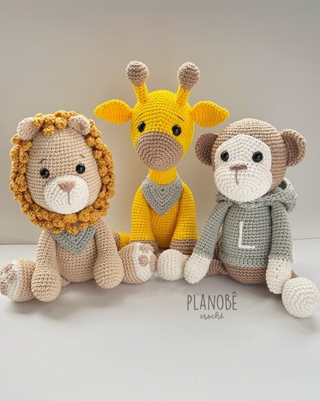 Kit Trio Safari Amigurumi de crochê [color]