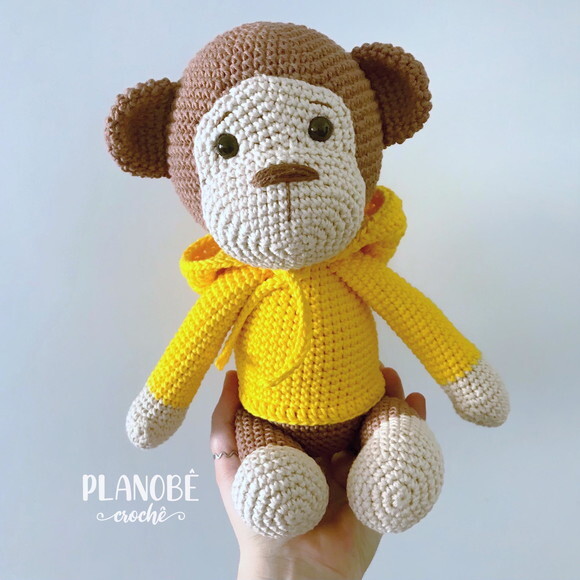 Amigurumi Macaco de crochê com Moletom