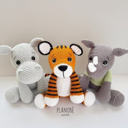 Kit Trio Safari Amigurumi de crochê [color]