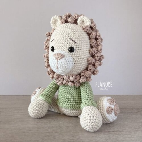 Leão Amigurumi de crochê [natural]