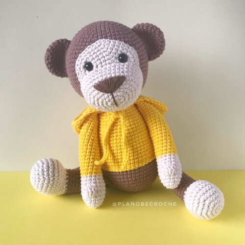 Amigurumi Macaco de crochê com Moletom