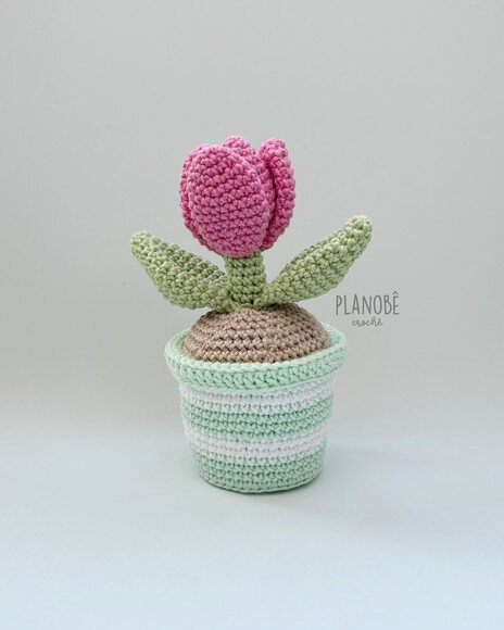 Amigurumi vaso de tulipa de crochê