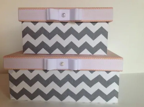 Conjunto de Caixas Cinza e Rosa