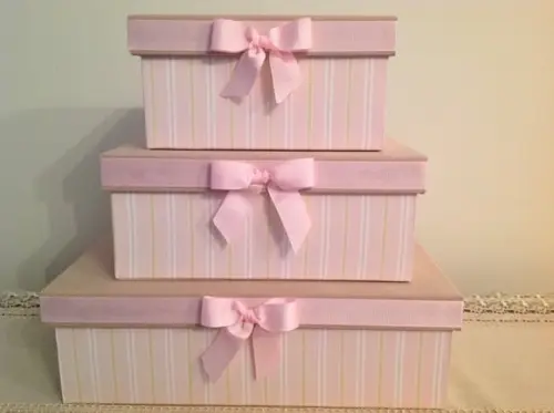 Trio Caixas Rosa com Bege