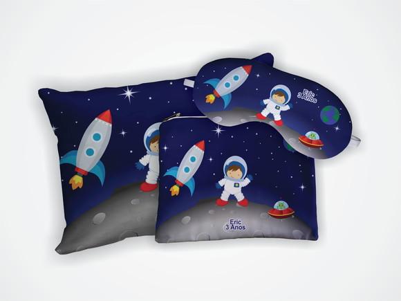 Kit Almofada 18x28 + Mascara + Nécessaire Astronauta