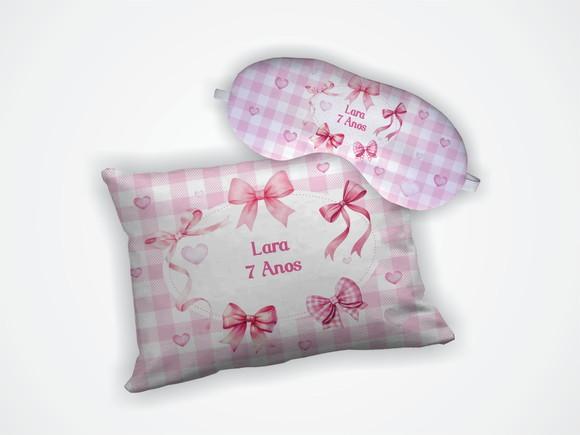 Kit Almofada 18x28cm + Mascara de Dormir Laço
