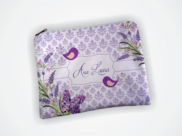 Nécessaire Personalizada Floral Lilas