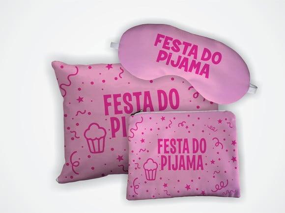 Kit Almofada 18x28cm + Mascara + Nécessaire Festa do Pijama