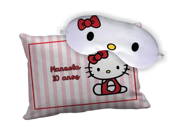 Kit Almofada 18x28cm + Mascara de Dormir Hello Kitty