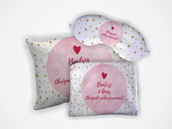 Kit Almofada 18x28+ Mascara + Nécessaire Estrelas