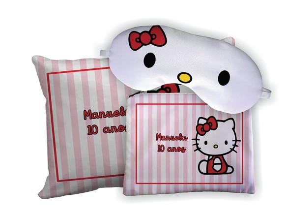 Kit Almofada 18x28 + Mascara + Nécessaire Hello Kitty