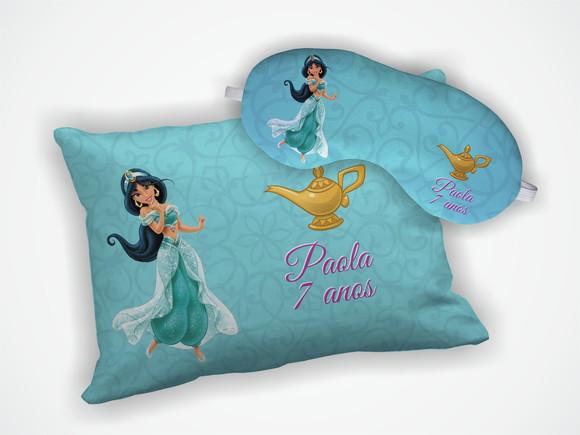Kit Almofada 18x28cm+ Mascara de Dormir Princesa Jasmine