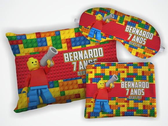 Kit Almofada 18x28cm+ Mascara + Nécessaire Lego